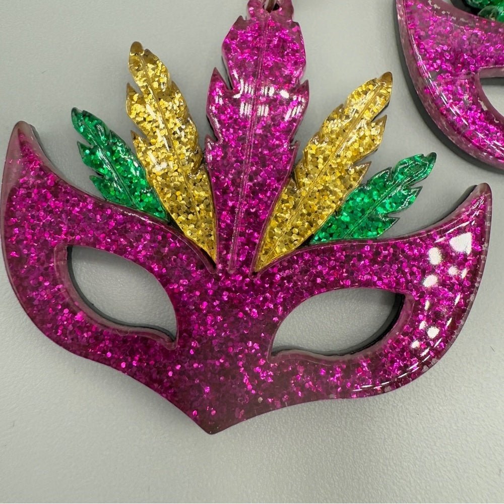 EarringsVibrant Mardi Gras Carnival Mask Shimmer Earrings