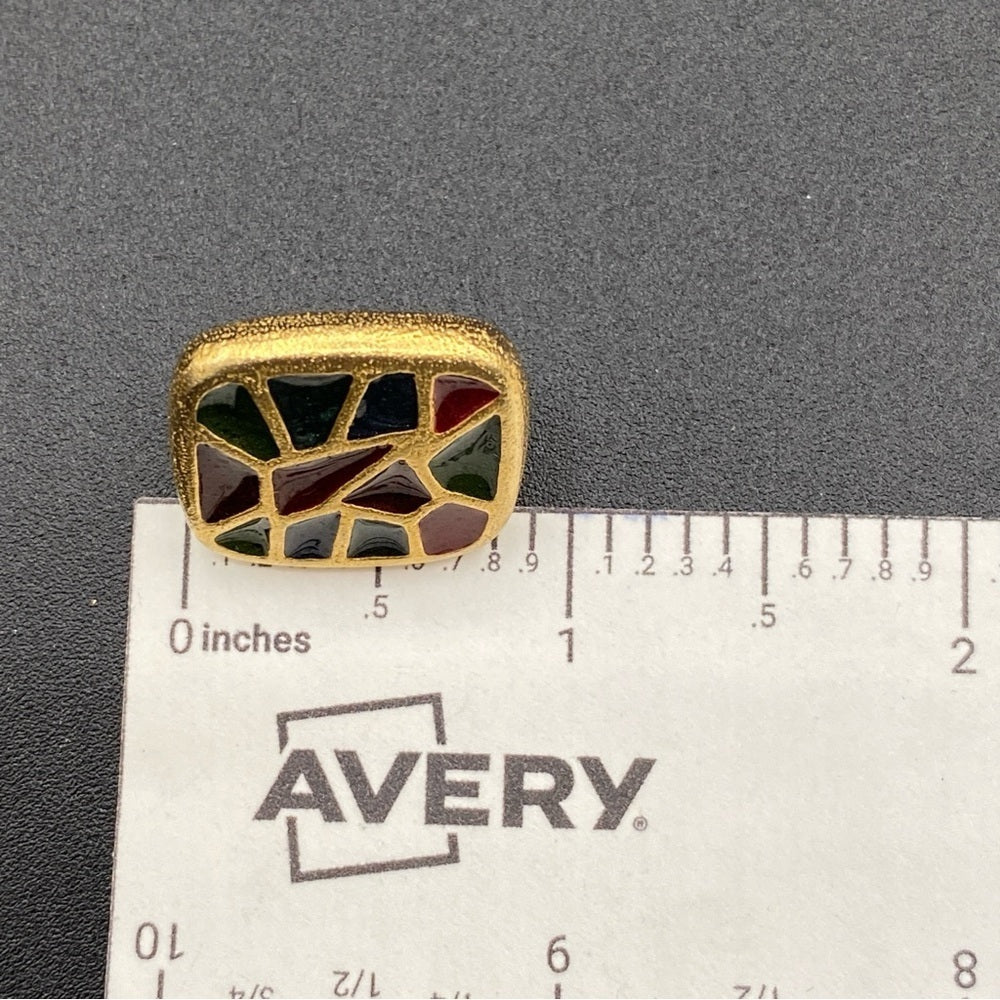 EarringsVintage 1980s Gold Plated Geometric Enamel Earrings Signed Xija