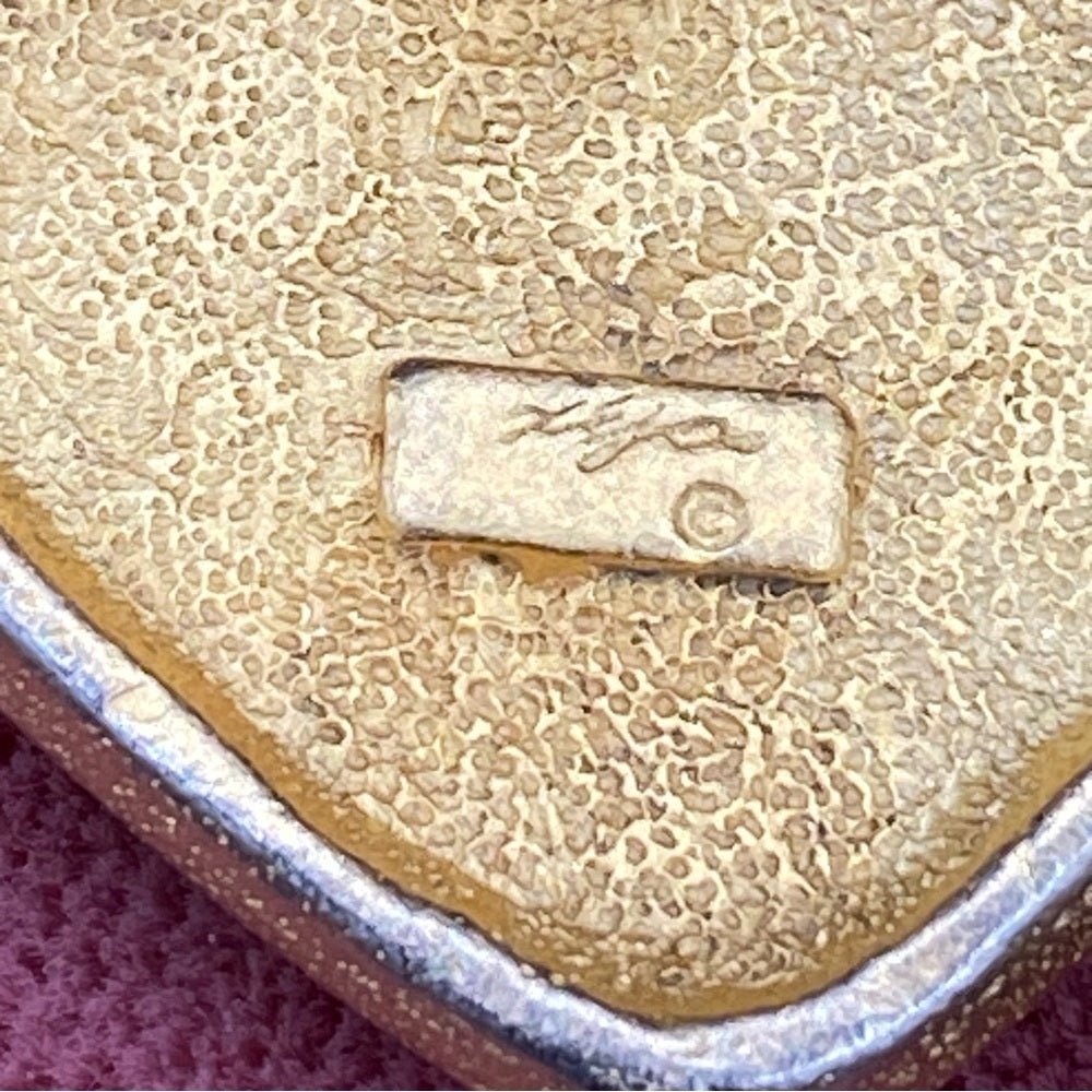 EarringsVintage 1980s Gold Plated Geometric Enamel Earrings Signed Xija