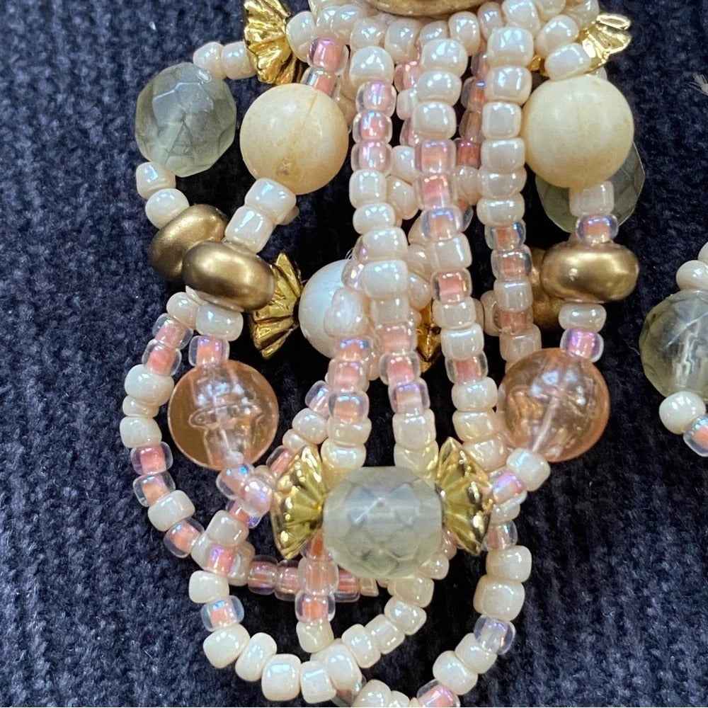 EarringsVintage 80s Claire's Pinkish Seed Bead Dangle Clip-On Earrings - Old Deadstock