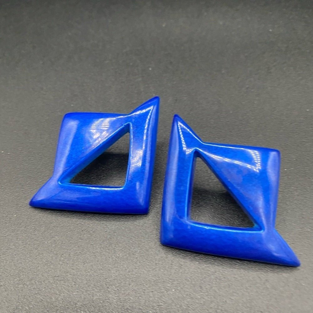 EarringsVintage 80s/90s Bright Blue Mod Geometric Lucite Earrings