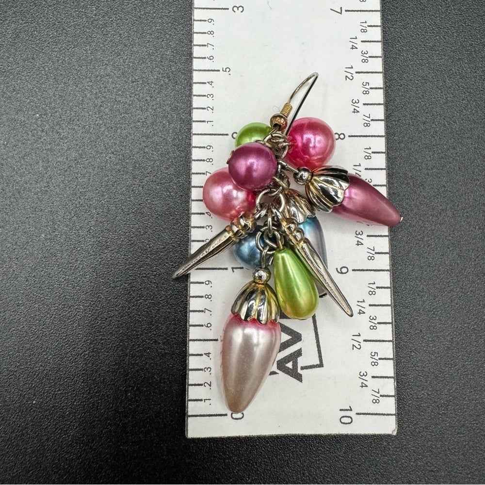 EarringsVintage Chunky Cha-Cha Pastel Bead Dangle Earrings — Estate Find