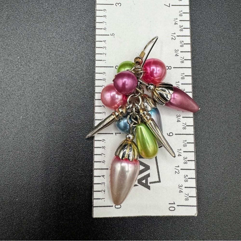 EarringsVintage Chunky Cha-Cha Pastel Bead Dangle Earrings — Estate Find