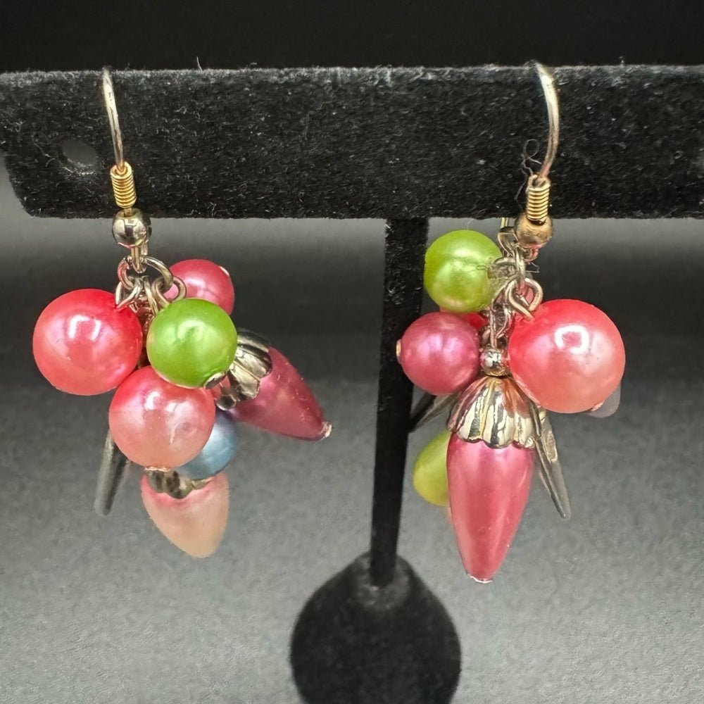 EarringsVintage Chunky Cha-Cha Pastel Bead Dangle Earrings — Estate Find
