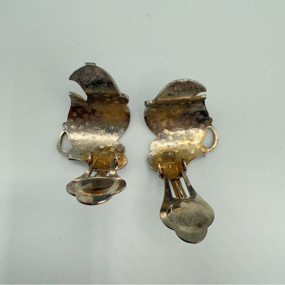 EarringsVintage Cloisonné Enamel Butterfly Wing Clip-On Earrings