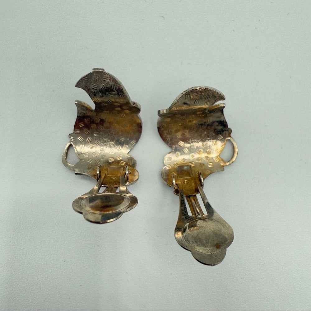 EarringsVintage Cloisonné Enamel Butterfly Wing Clip-On Earrings