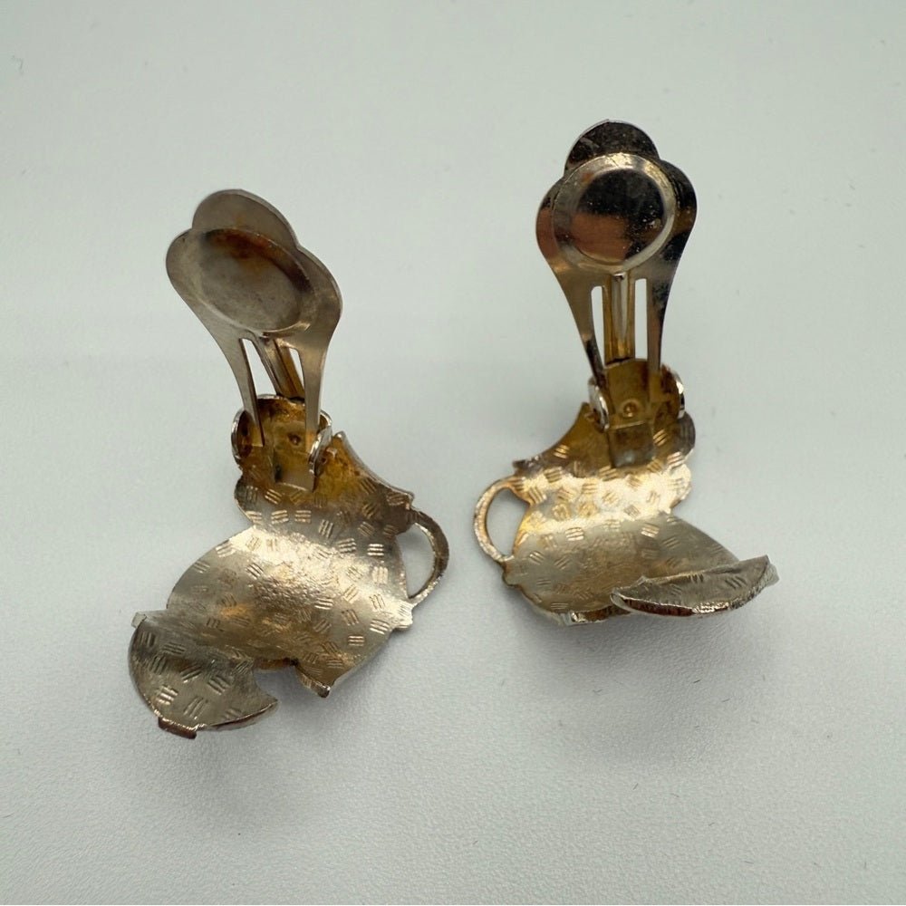 EarringsVintage Cloisonné Enamel Butterfly Wing Clip-On Earrings