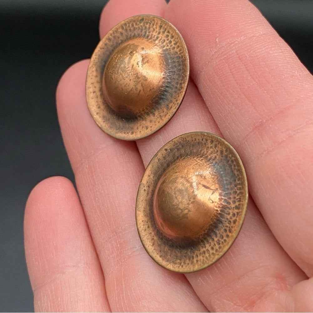 EarringsVintage Copper Dome Stud Earrings — Southwestern Style, 1960s/70s