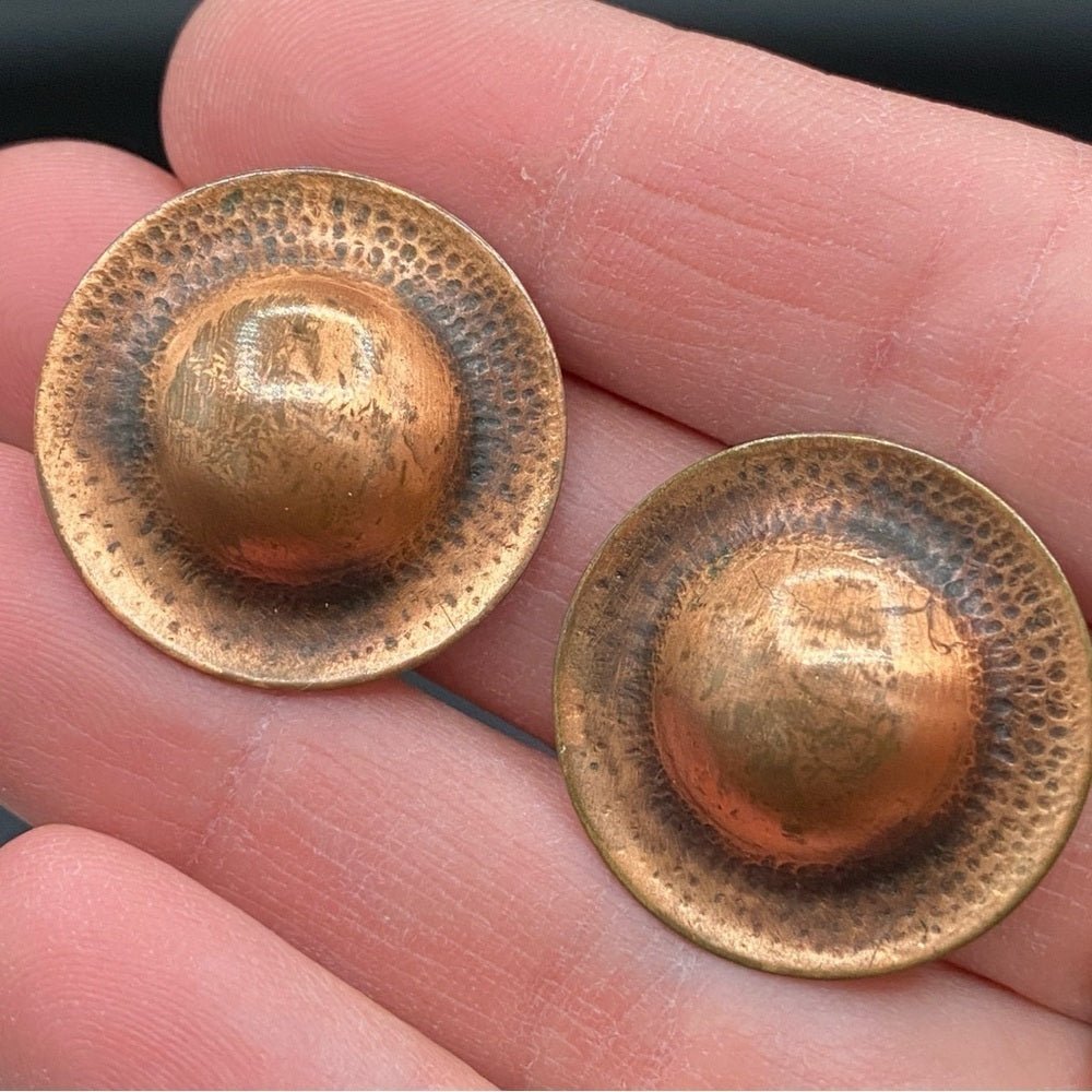 EarringsVintage Copper Dome Stud Earrings — Southwestern Style, 1960s/70s