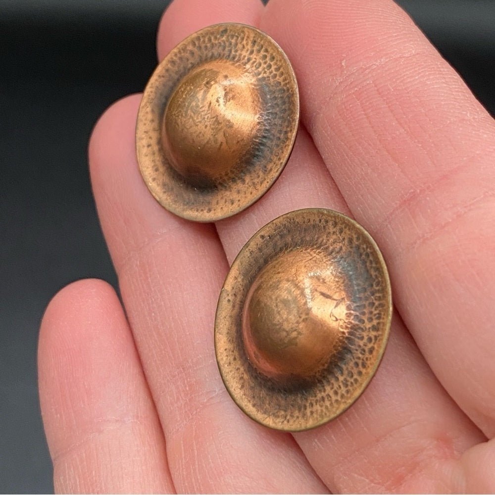EarringsVintage Copper Dome Stud Earrings — Southwestern Style, 1960s/70s