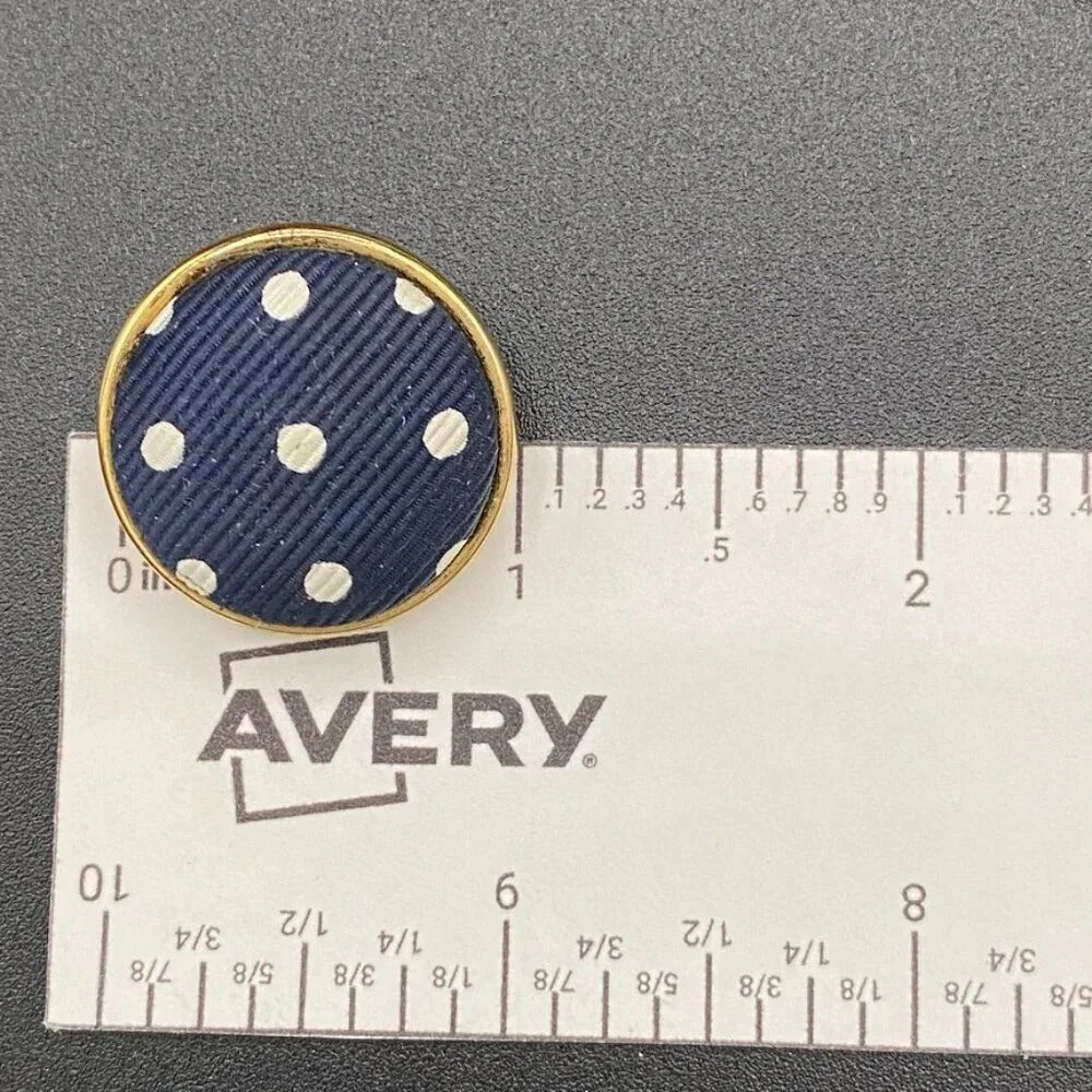 EarringsVintage Ellen Designs Navy & White Polka Dot Clip-On Earrings — Signed