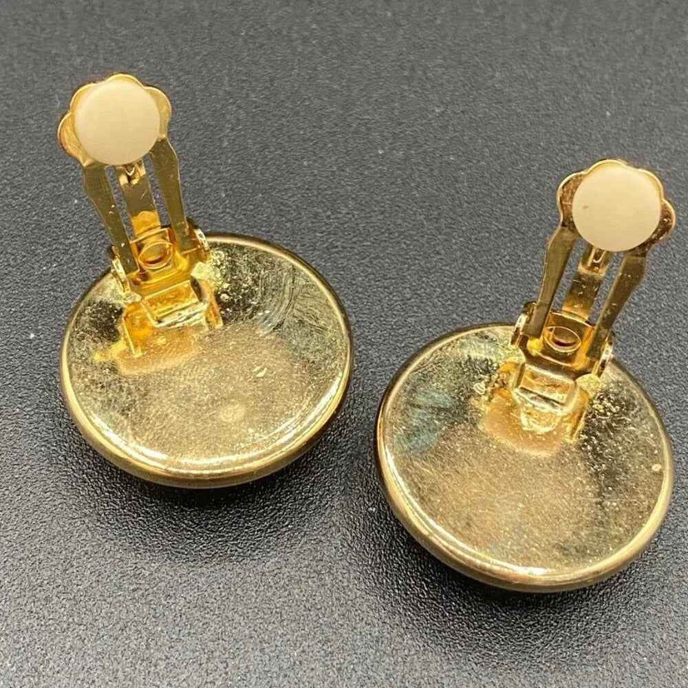 EarringsVintage Ellen Designs Navy & White Polka Dot Clip-On Earrings — Signed