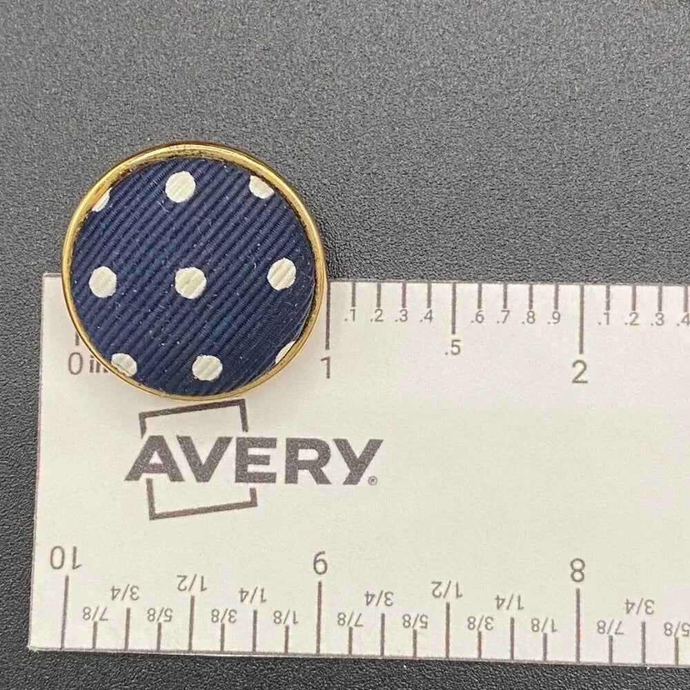 EarringsVintage Ellen Designs Navy & White Polka Dot Clip-On Earrings — Signed