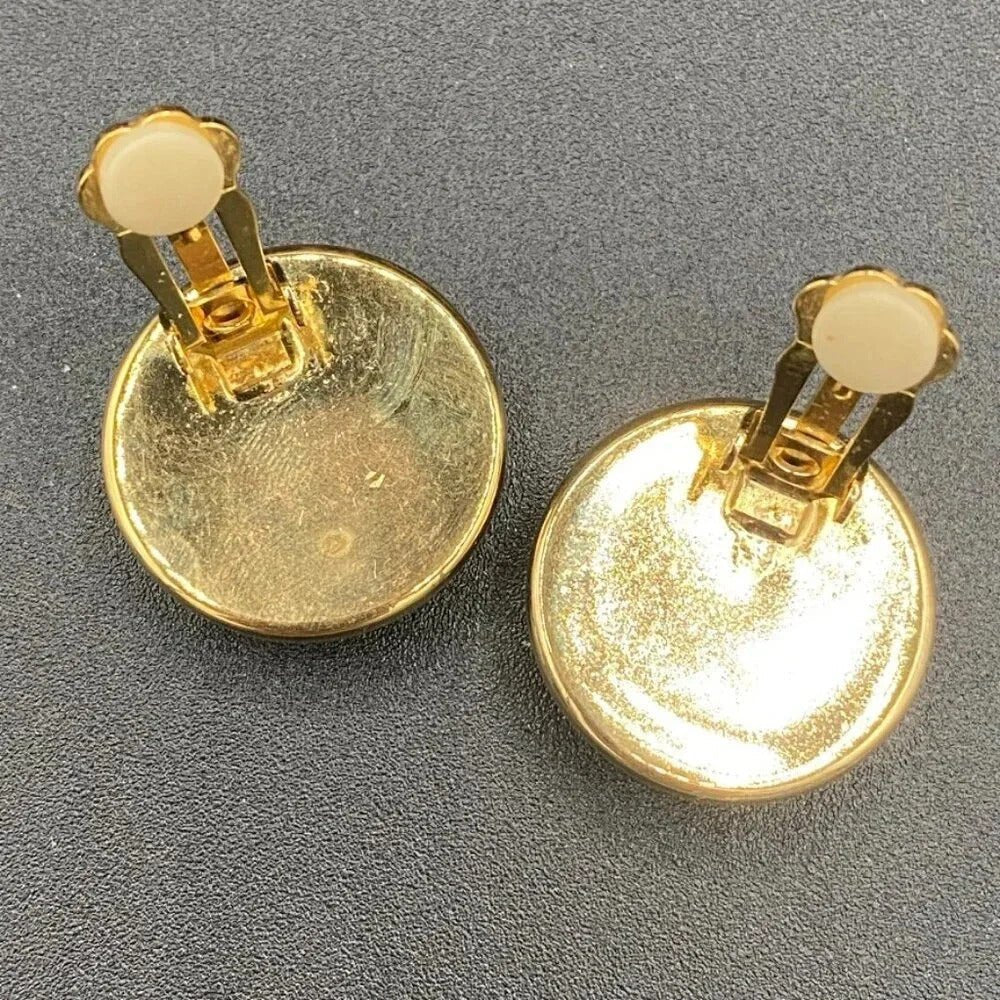 EarringsVintage Ellen Designs Navy & White Polka Dot Clip-On Earrings — Signed