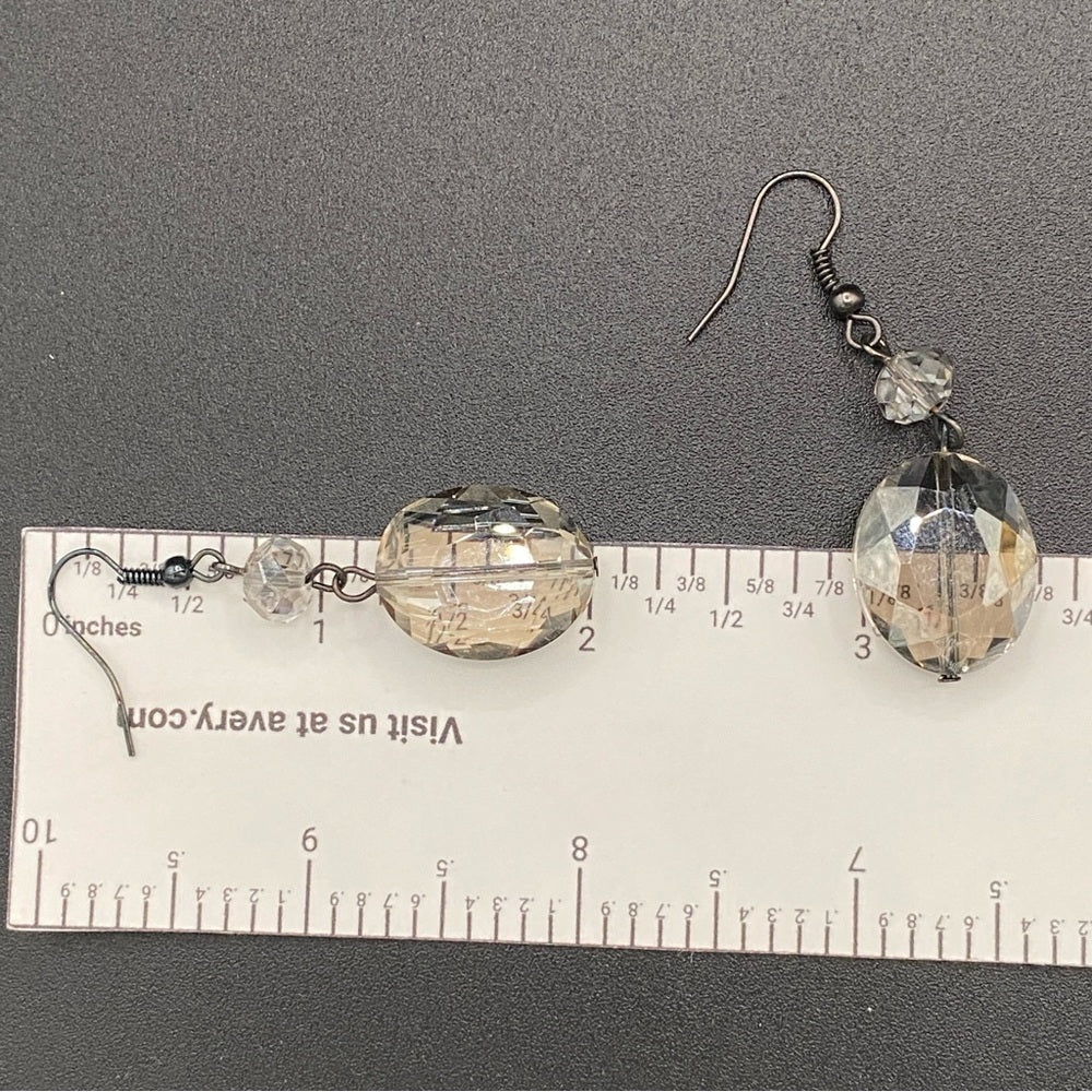 EarringsVintage Glass Stone Drop Earrings — Faceted Glass