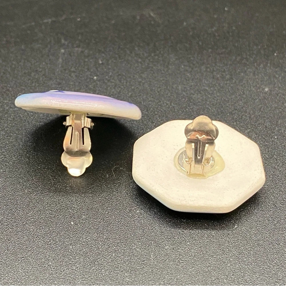 EarringsVintage Japanese Hand-Painted Porcelain Clip-On Earrings