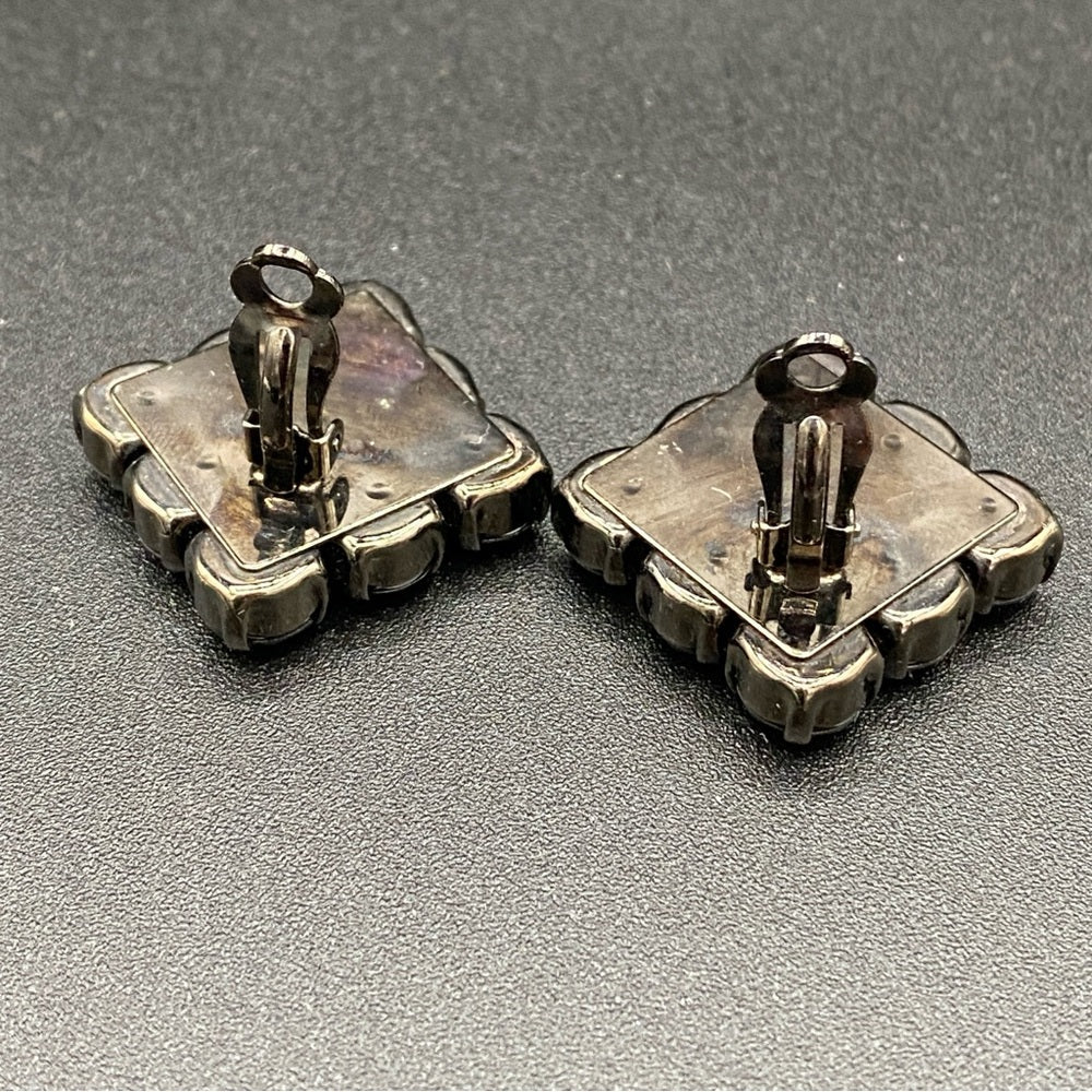 EarringsVintage Jet Black Faceted Bead Clip-On Earrings