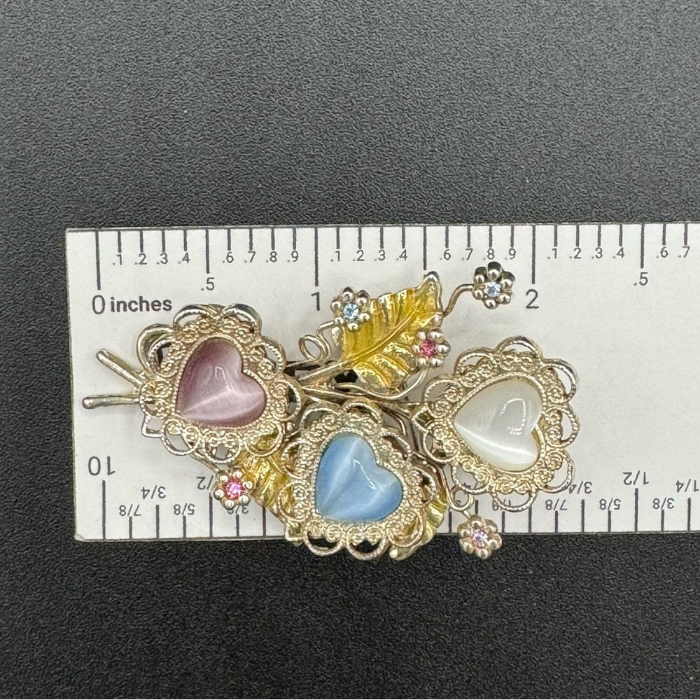 BroochesVintage KC Kenneth Cole Signed Heart Brooch in a Bouquet Shape
