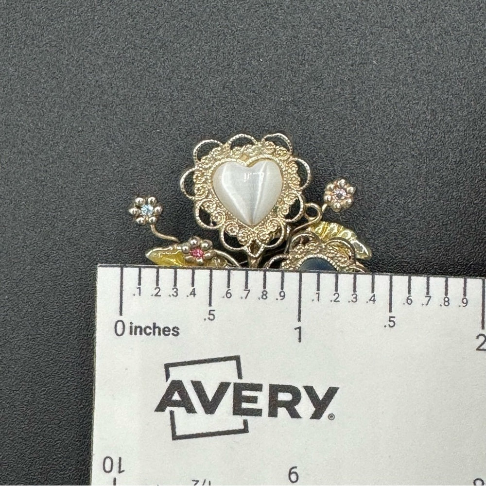 BroochesVintage KC Kenneth Cole Signed Heart Brooch in a Bouquet Shape