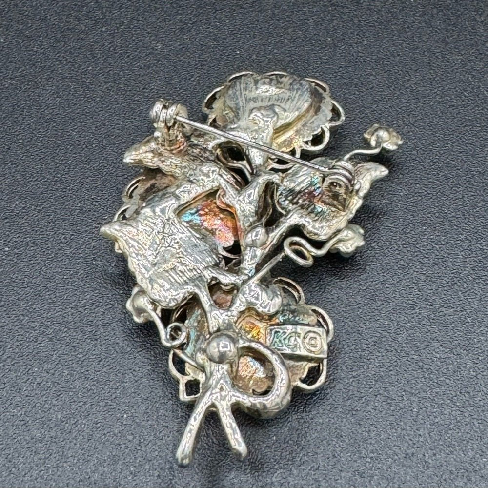BroochesVintage KC Kenneth Cole Signed Heart Brooch in a Bouquet Shape
