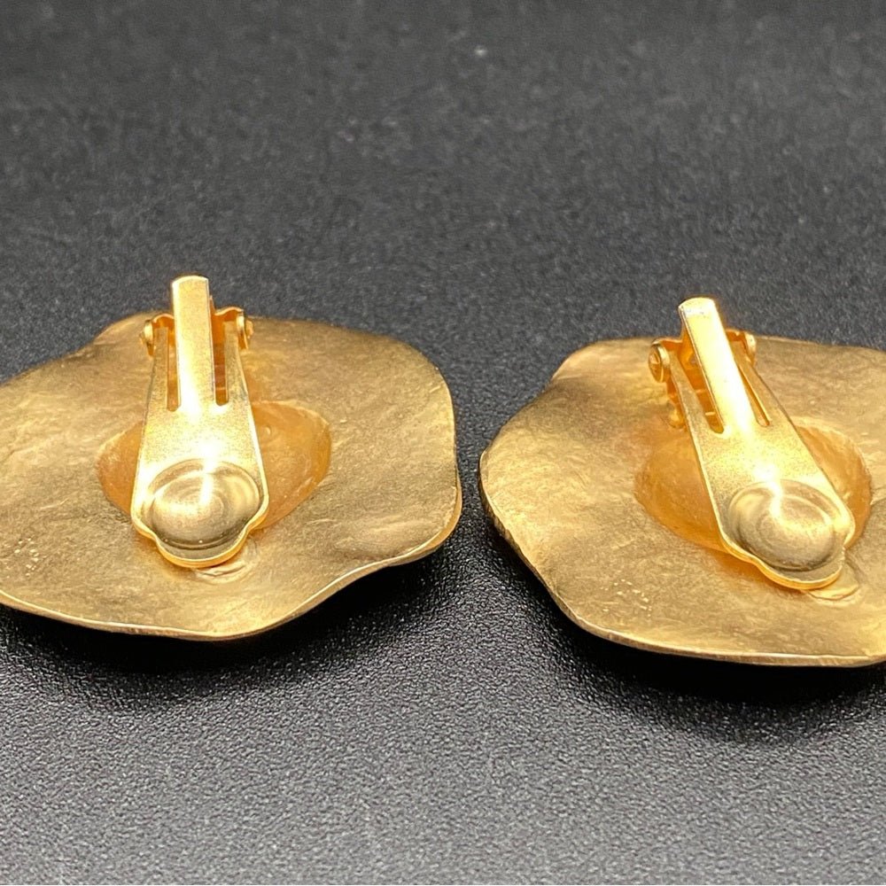 EarringsVintage Modernist Two-Tone Textured Metal Earrings