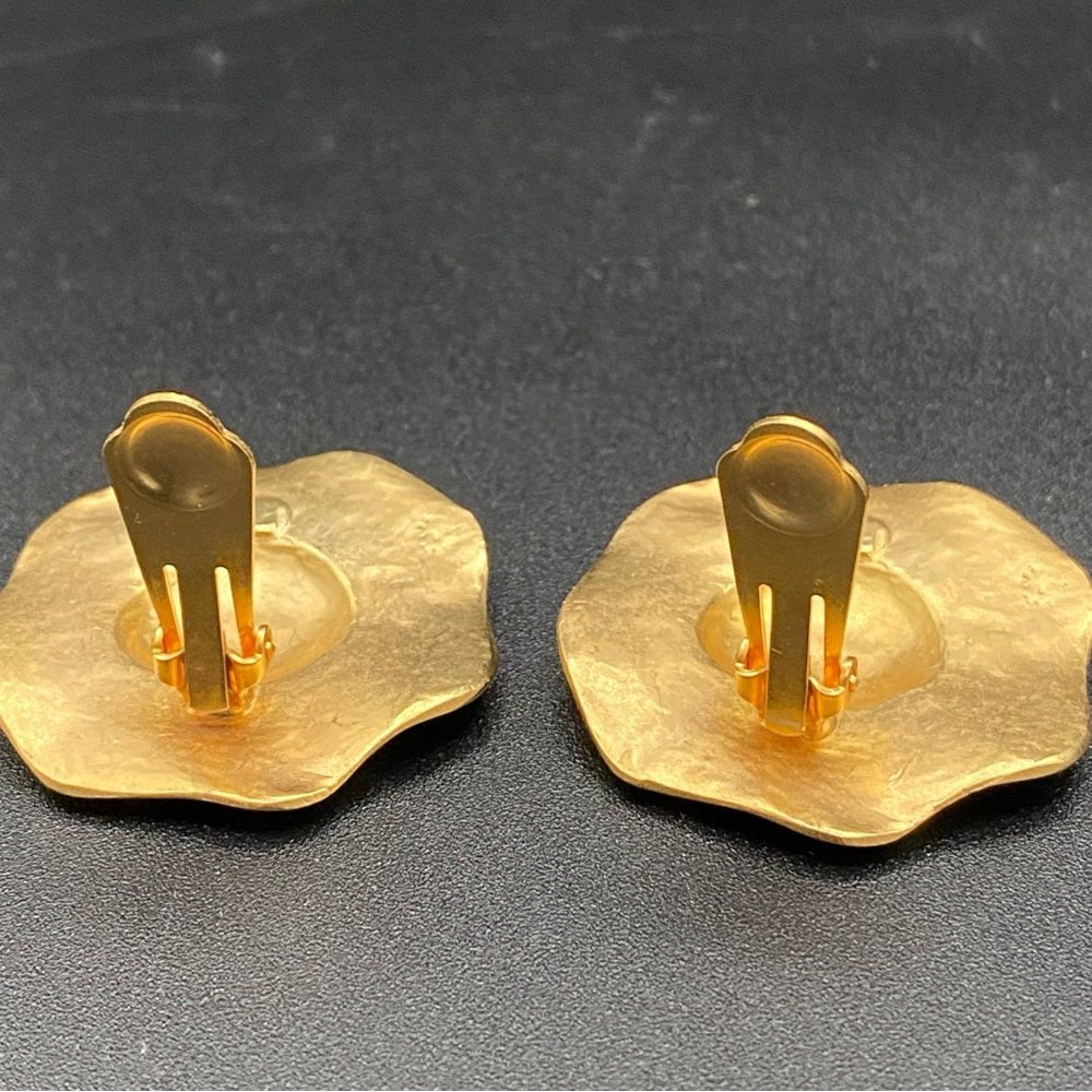 EarringsVintage Modernist Two-Tone Textured Metal Earrings