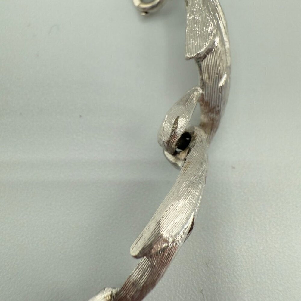 BraceletVintage Monet Brushed Silver Leaf Bracelet with Safety Clasp
