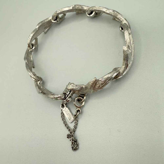 BraceletVintage Monet Brushed Silver Leaf Bracelet with Safety Clasp