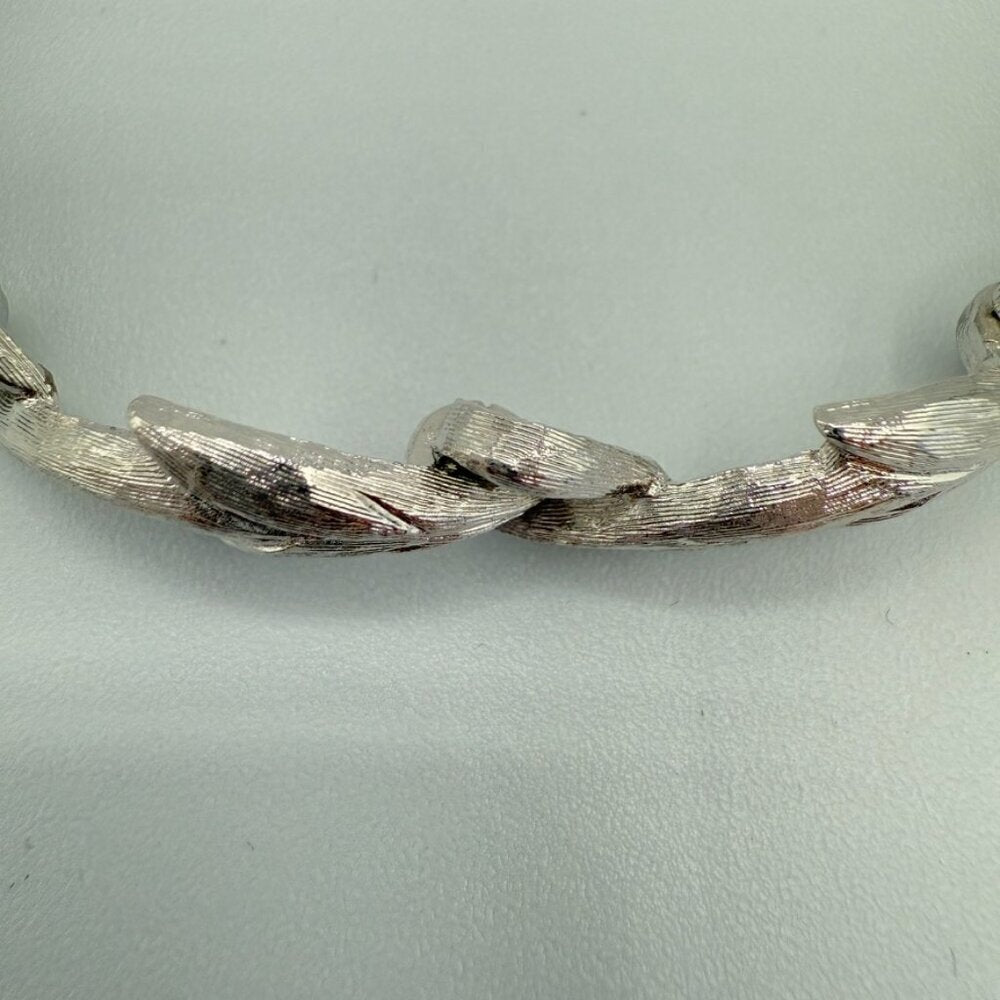 BraceletVintage Monet Brushed Silver Leaf Bracelet with Safety Clasp
