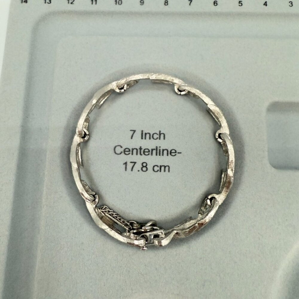 BraceletVintage Monet Brushed Silver Leaf Bracelet with Safety Clasp