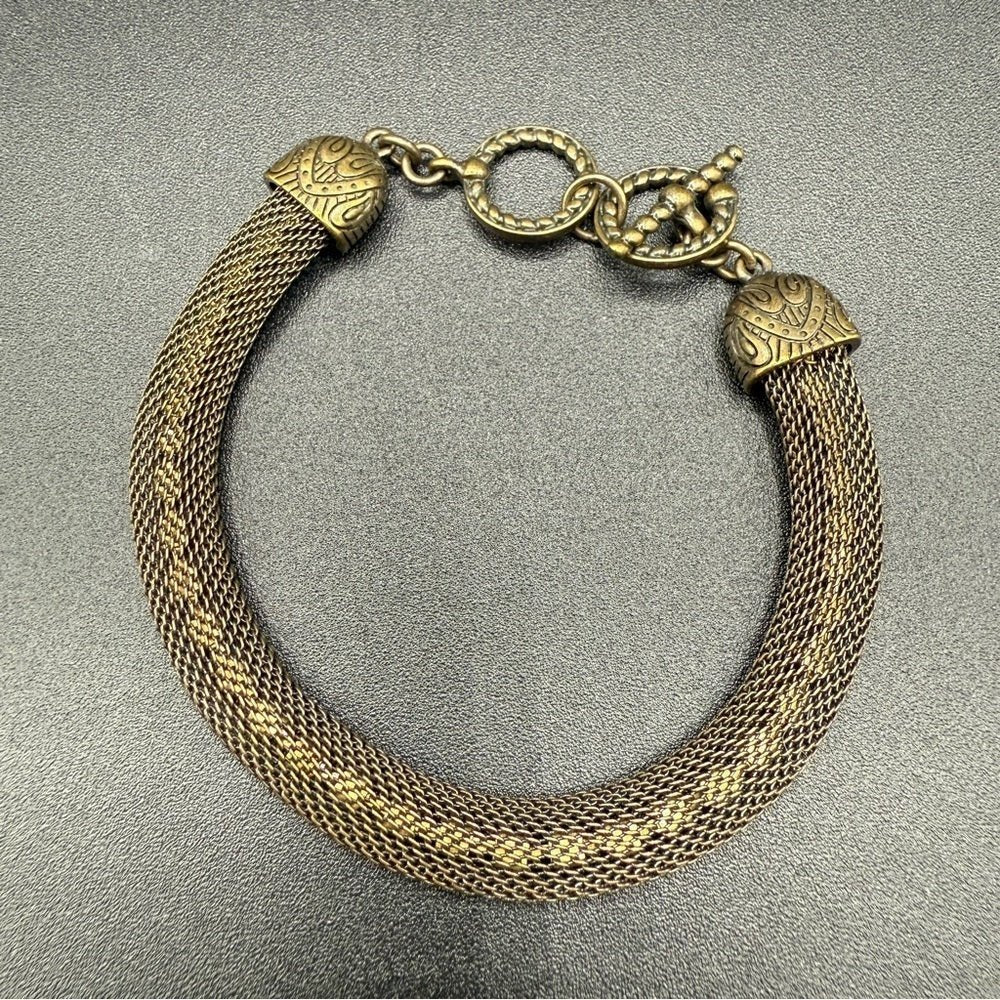BraceletVintage Romanesque Mesh Chain Bracelet with Amber Rhinestones