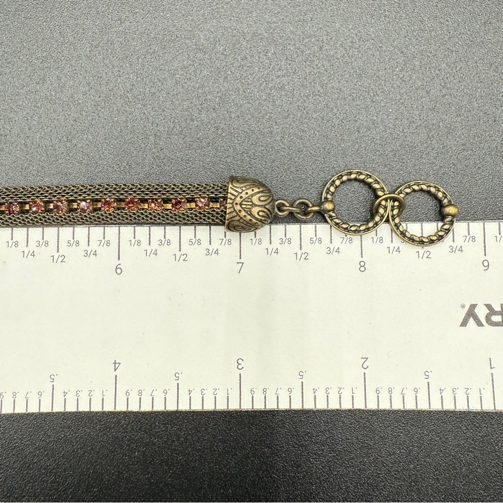 BraceletVintage Romanesque Mesh Chain Bracelet with Amber Rhinestones