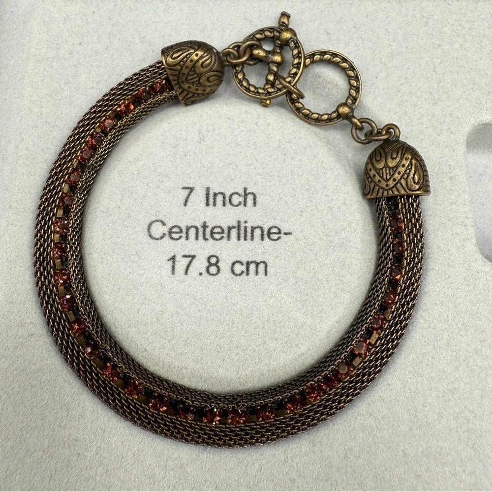 BraceletVintage Romanesque Mesh Chain Bracelet with Amber Rhinestones