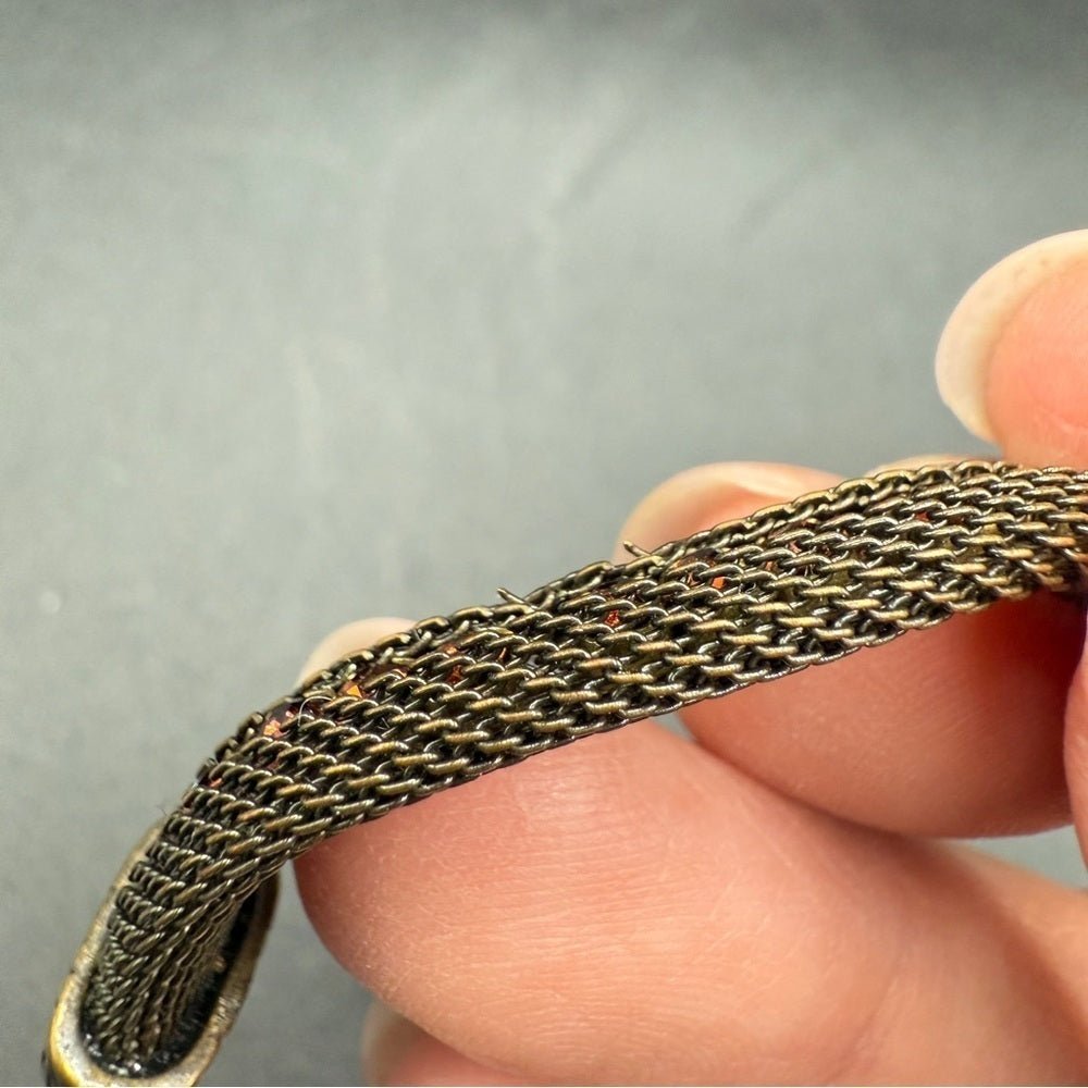 BraceletVintage Romanesque Mesh Chain Bracelet with Amber Rhinestones