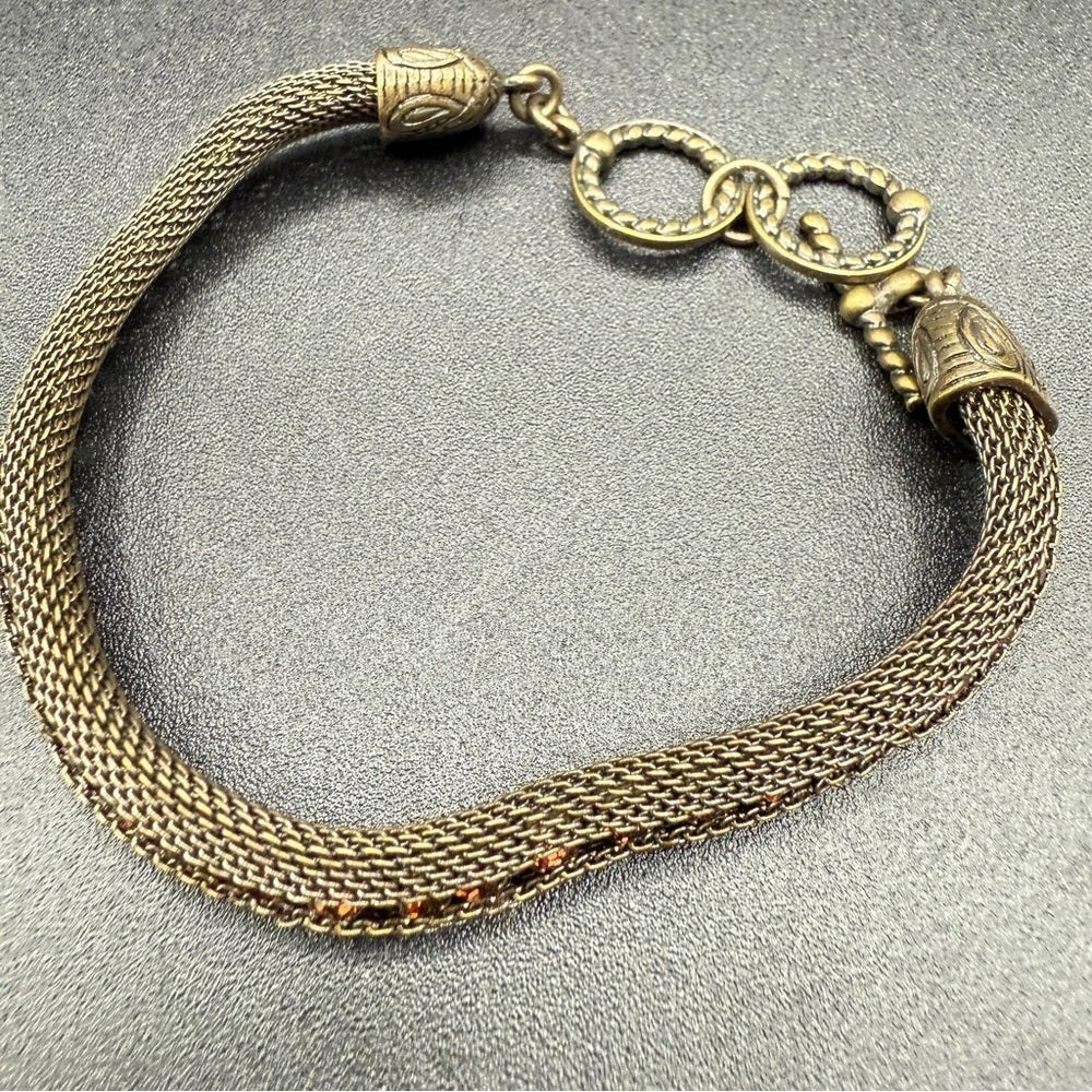 BraceletVintage Romanesque Mesh Chain Bracelet with Amber Rhinestones