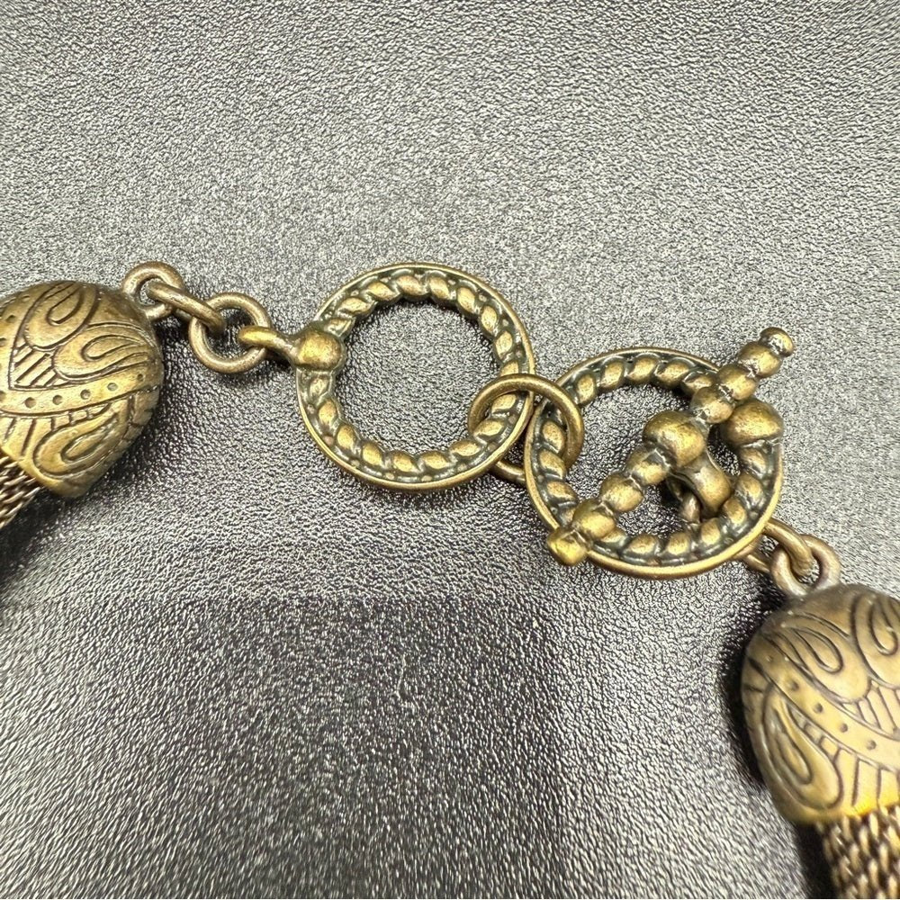 BraceletVintage Romanesque Mesh Chain Bracelet with Amber Rhinestones