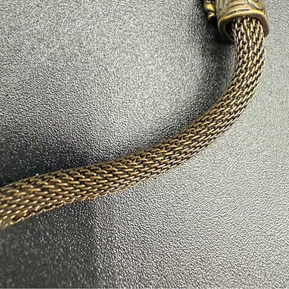 BraceletVintage Romanesque Mesh Chain Bracelet with Amber Rhinestones
