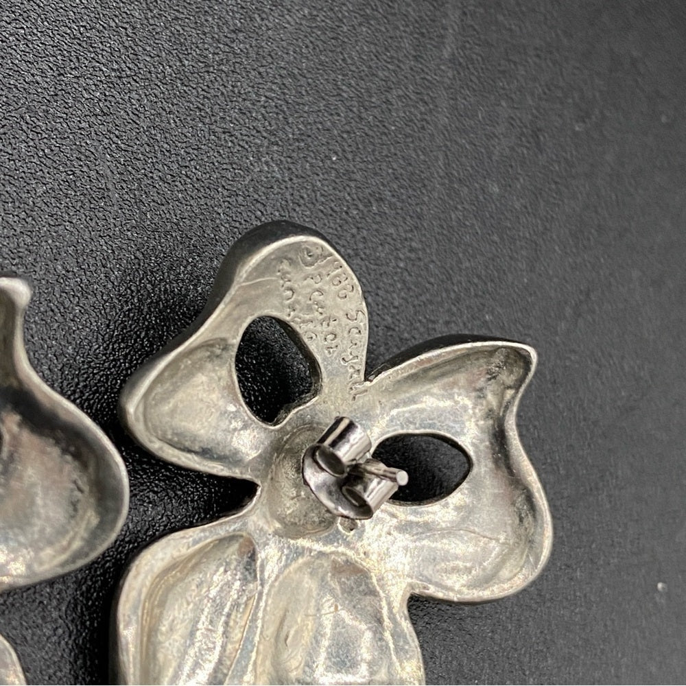 EarringsVintage Seagull Canada Signed Pewter Bow Earrings — 1988