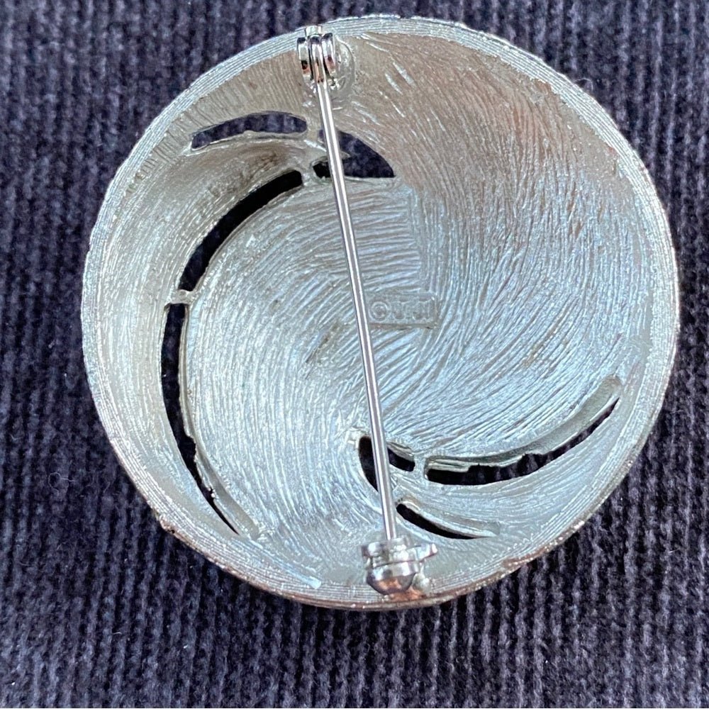 BroochesVintage Signed JJ Jonette Silver Tone Textured Art Nouveau Modernist Brooch