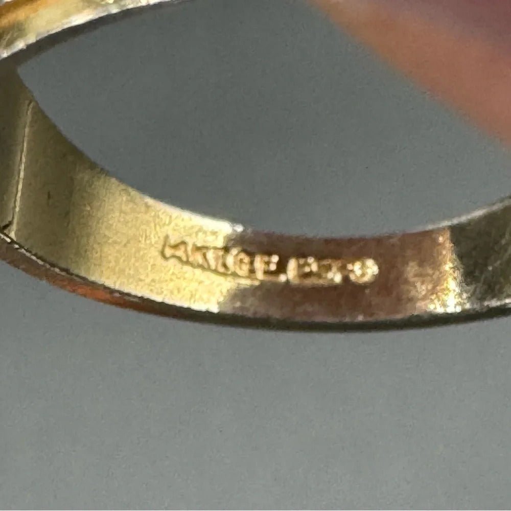 RingsVintage Tiger Eye Cocktail Ring Marked 14K GE ESPO
