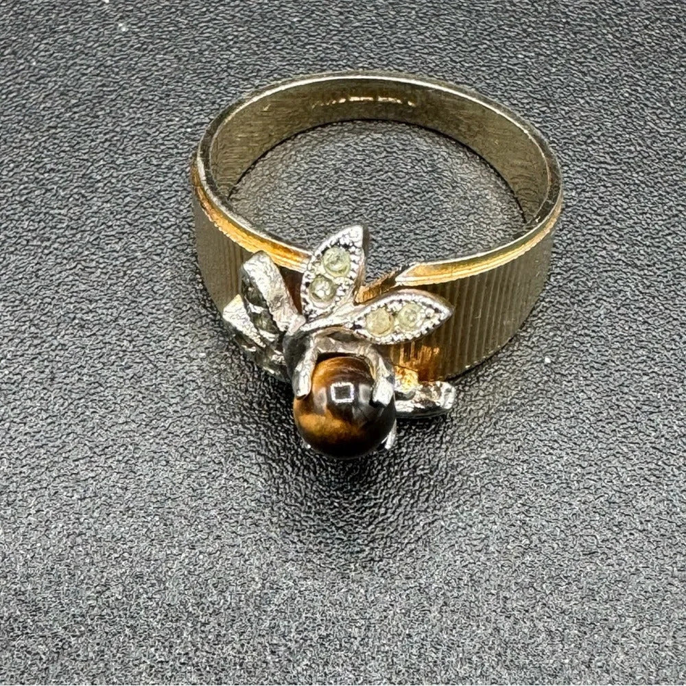 RingsVintage Tiger Eye Cocktail Ring Marked 14K GE ESPO