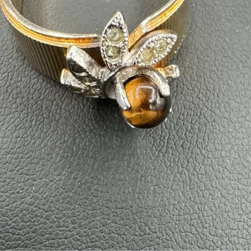 RingsVintage Tiger Eye Cocktail Ring Marked 14K GE ESPO