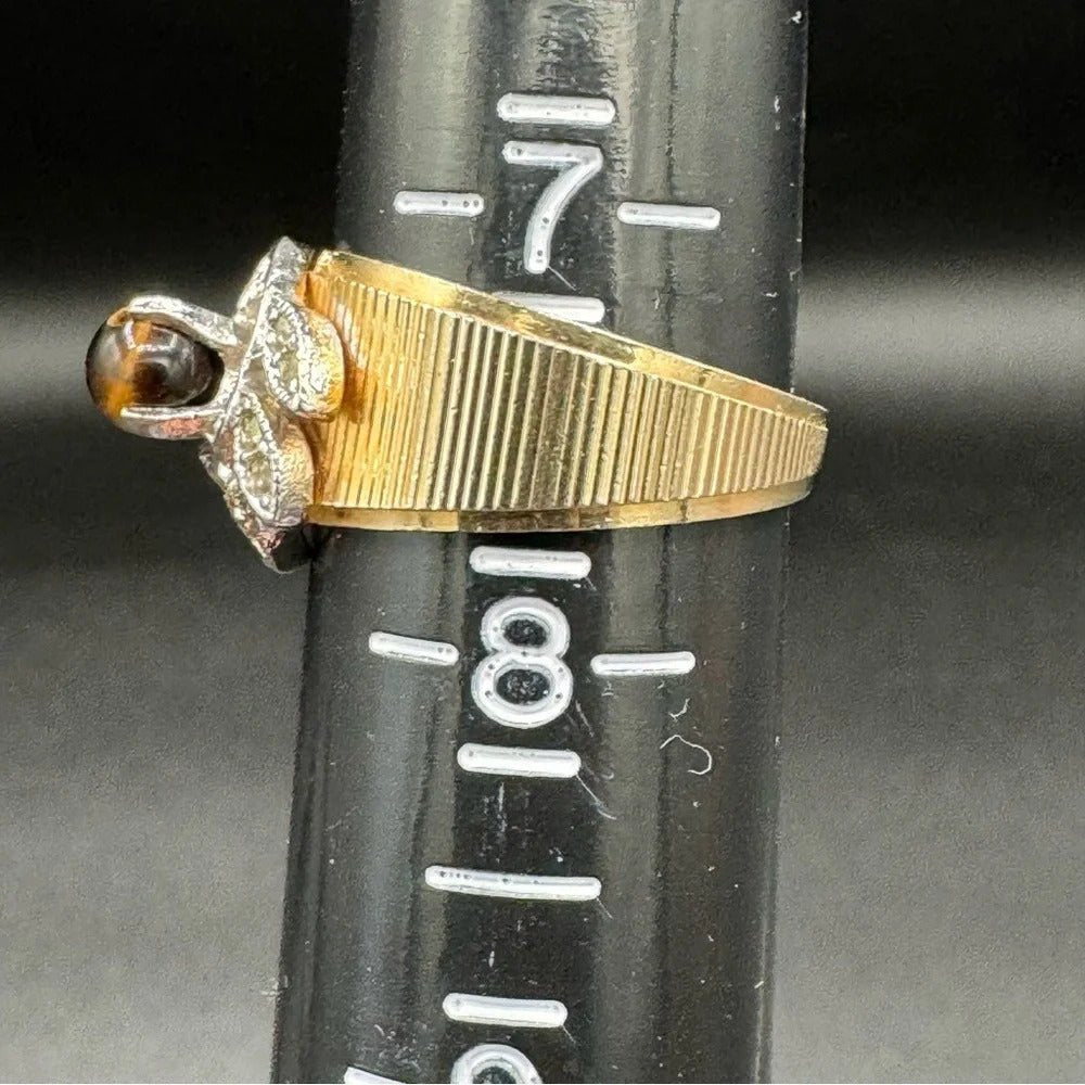 RingsVintage Tiger Eye Cocktail Ring Marked 14K GE ESPO