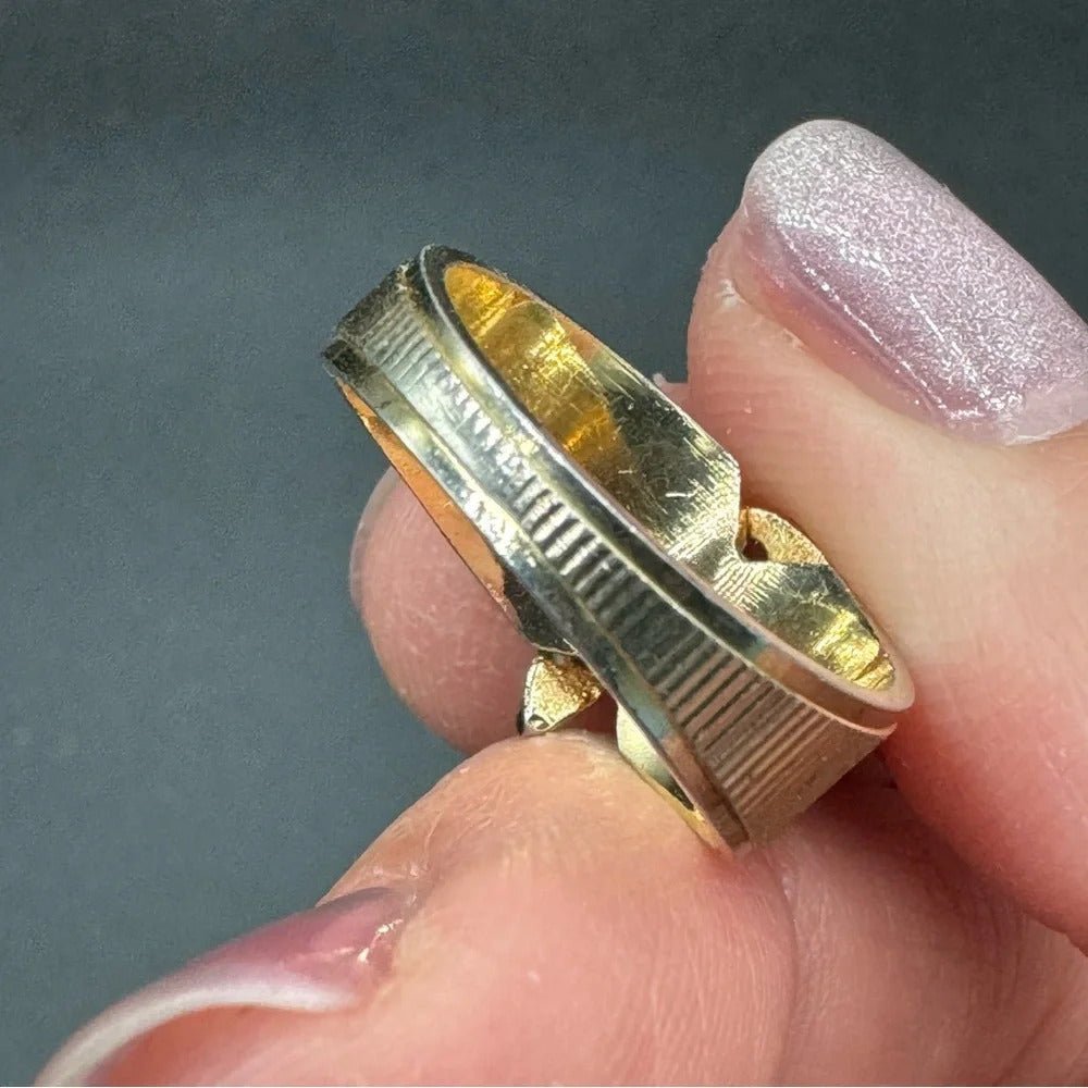 RingsVintage Tiger Eye Cocktail Ring Marked 14K GE ESPO