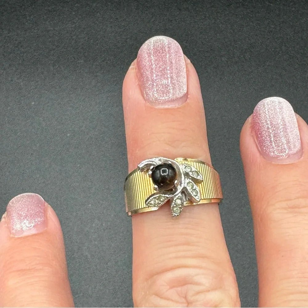 RingsVintage Tiger Eye Cocktail Ring Marked 14K GE ESPO
