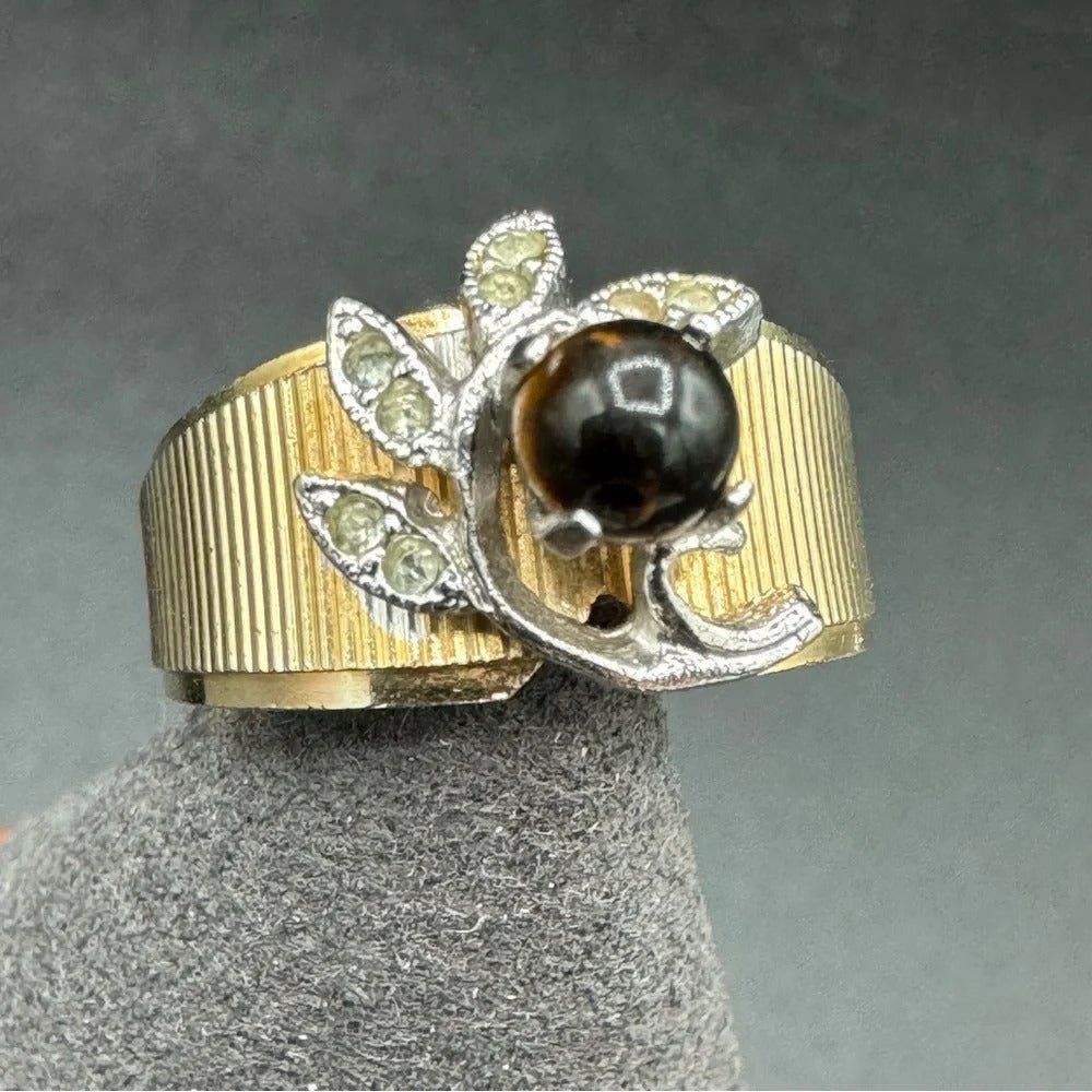 RingsVintage Tiger Eye Cocktail Ring Marked 14K GE ESPO