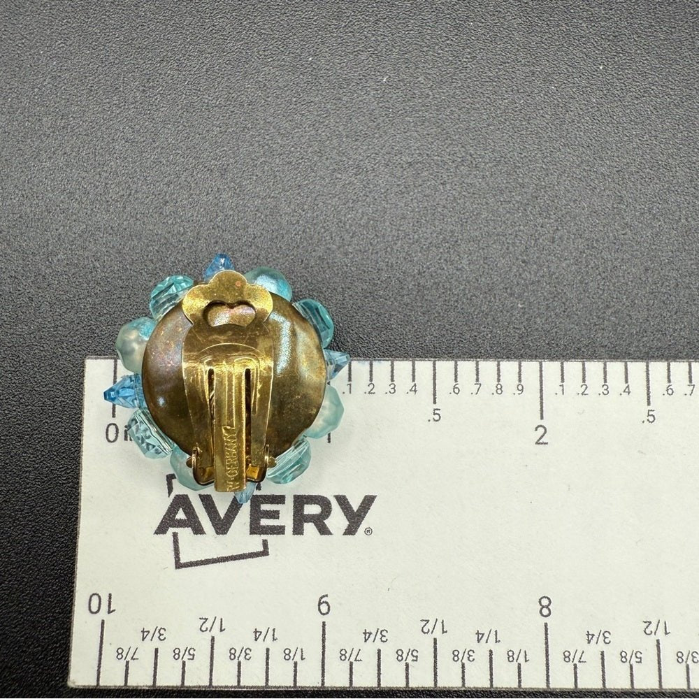 EarringsVintage West Germany Signed 1950s Blue Lucite Cluster Clip-Ons