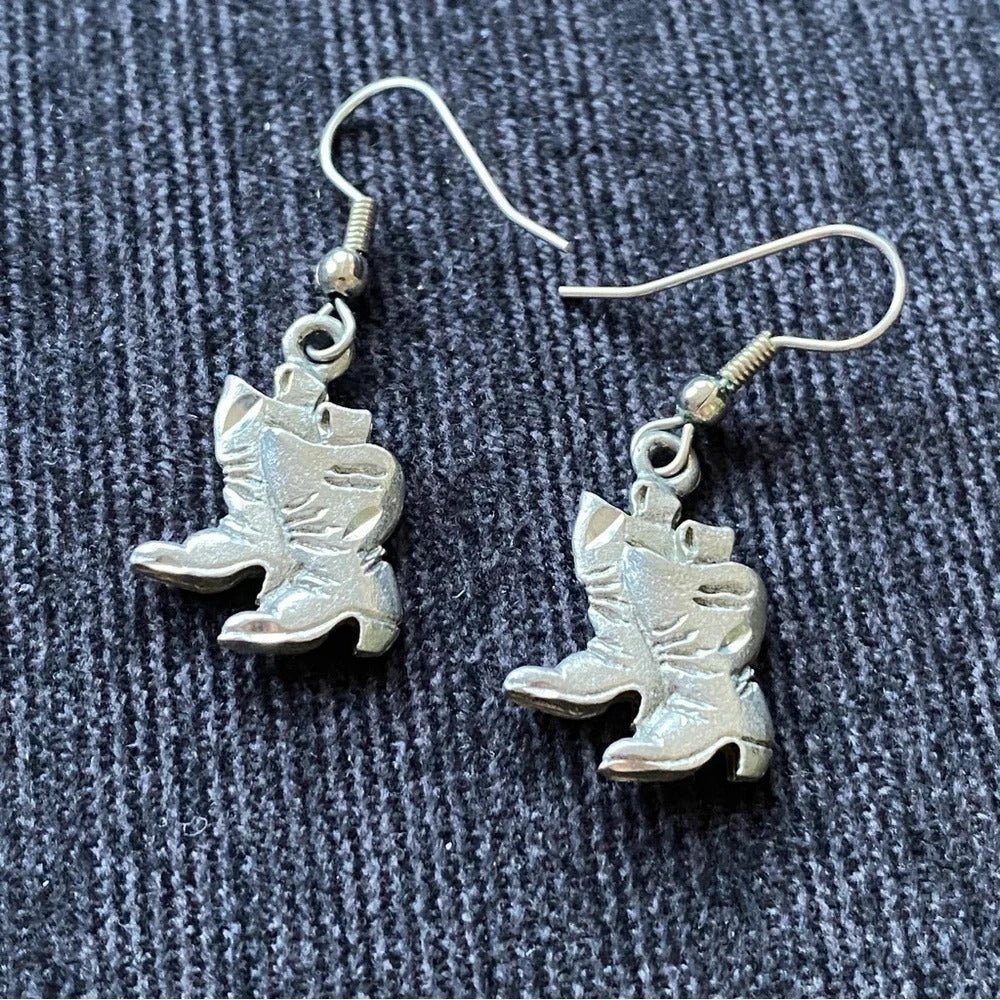 EarringsWestern Rodeo Cowboy Pewter Dangle Earrings