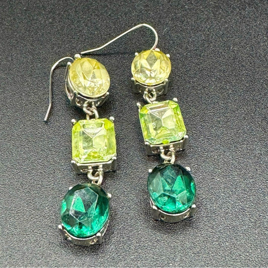 Peridot Green Ombre Rhinestone Drop Earrings