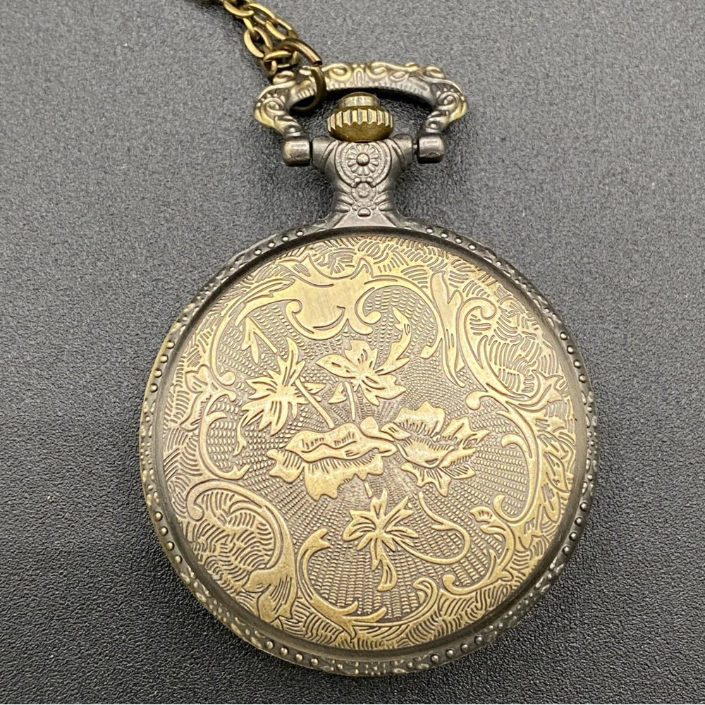 Victorian Inspired Pocket Watch Necklace in Bronzed Gold